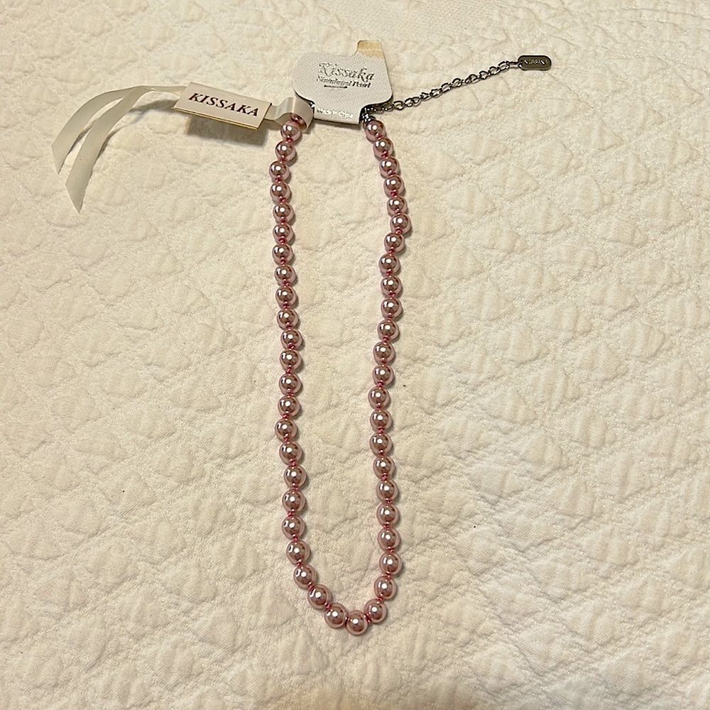 Kissaka Simulated Pink Pearl Necklace - NWT